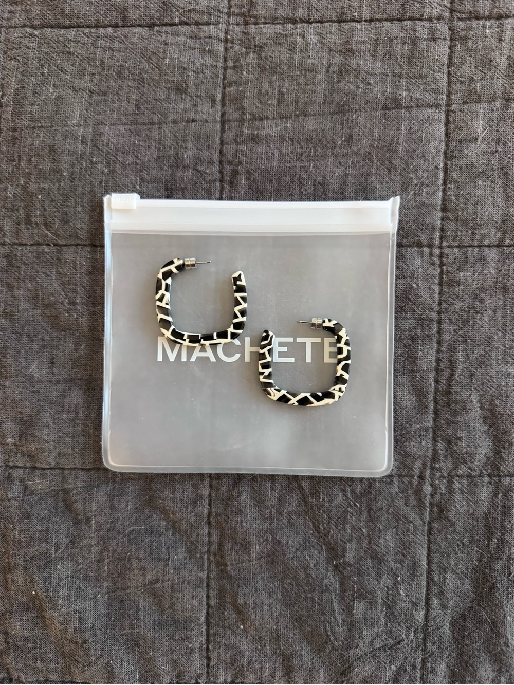 Machete Black & White Animal Print Hoop Earrings